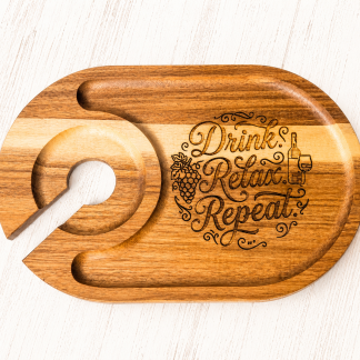 Drink, Relax, Repeat Wine Serving Board