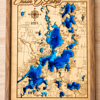 Chain O' Lakes, IL - 3D Wooden Layered Depth Map