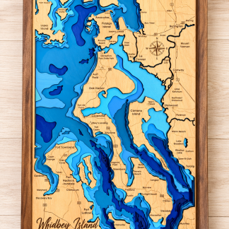 Whidbey Island, WA - 3D Wooden Layered Depth Map
